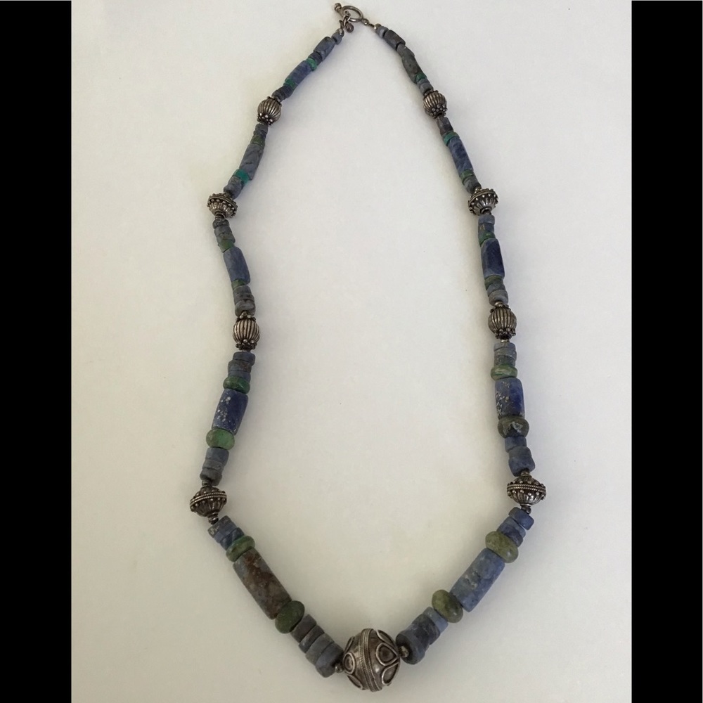 Olde Sterling Hand Cut Aztec Jade Sodalite Beads